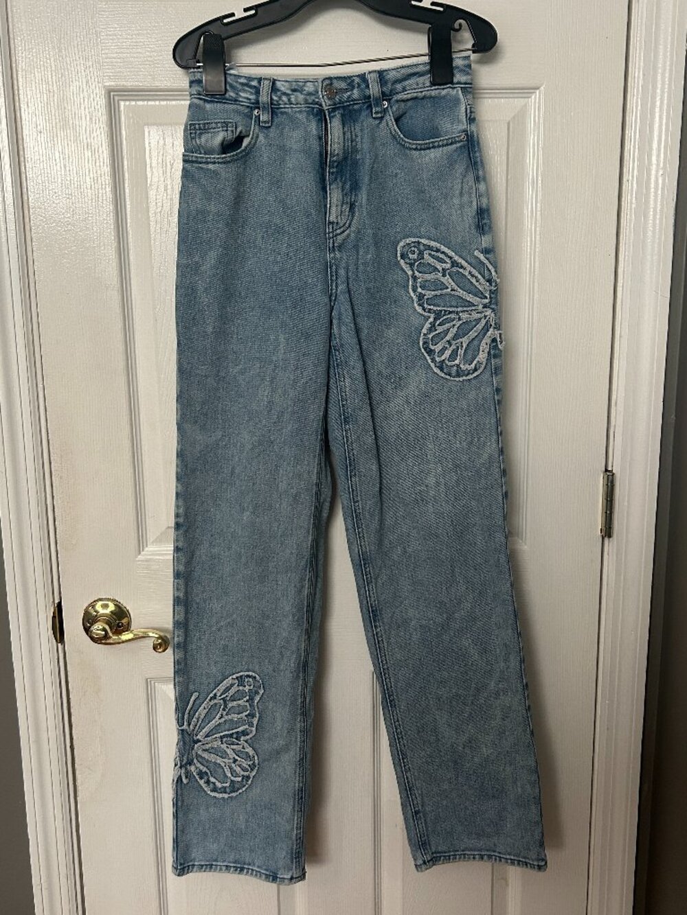 Pacsun Butterfly Jeans Women's Size 25 High Rise Light Wash Y2K Retro Baggy GUC